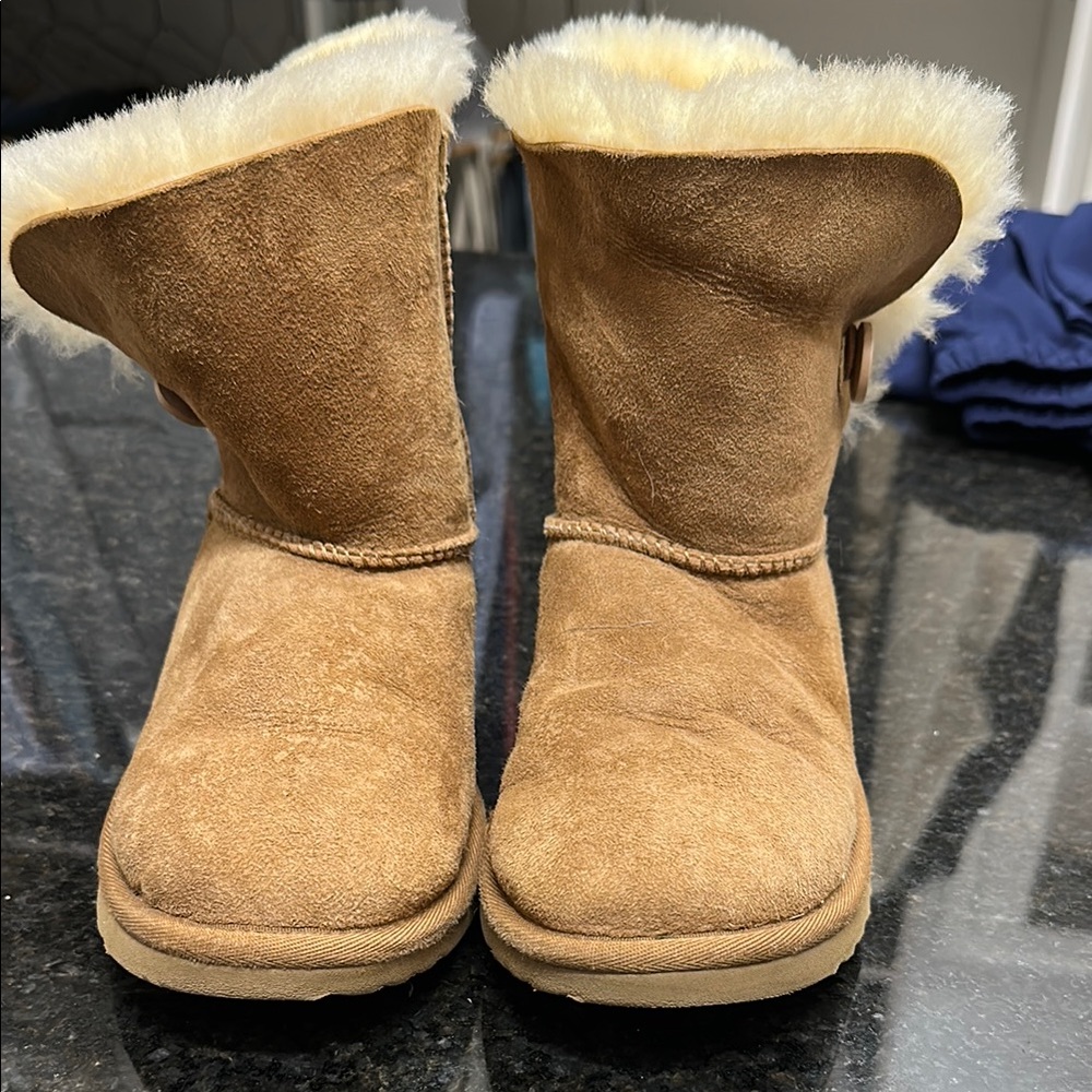 Tan Shearling Lined UGG Boots - Picture 2 of 7